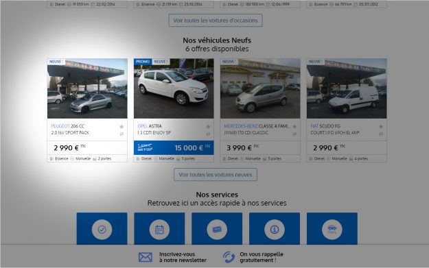 item en page d’accueil choix vehicule en une argus web